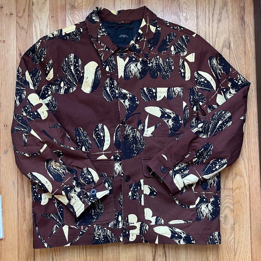 Satruday NYC Brown Abstract Floral Coat